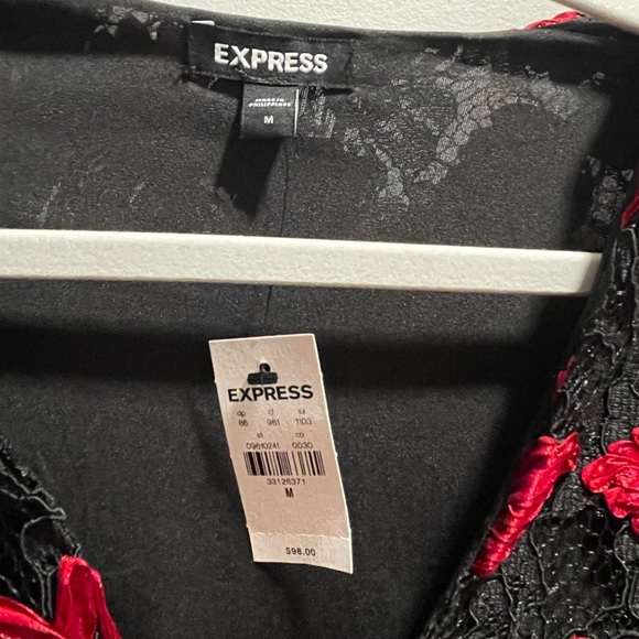 Express Lace Embroidered V-Neck Long Sleeve Thong Bodysuit size M - Picture 4 of 5